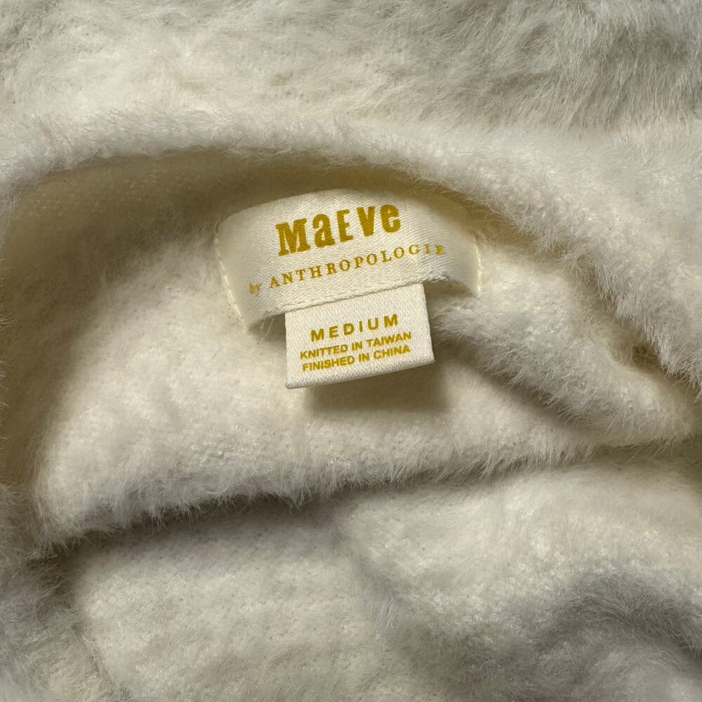 Anthropologie Maeve Women's Cream Mock Neck Eyelash Sweater‎ Tee Back Cutout - M - Picture 10 of 10